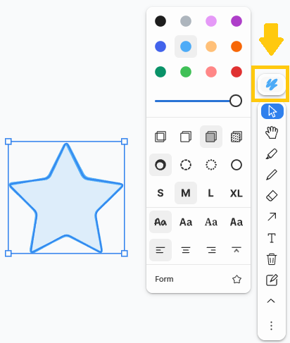 Whiteboard mit neuen Formen, Checkboxen und Hervorhebungswerkzeug